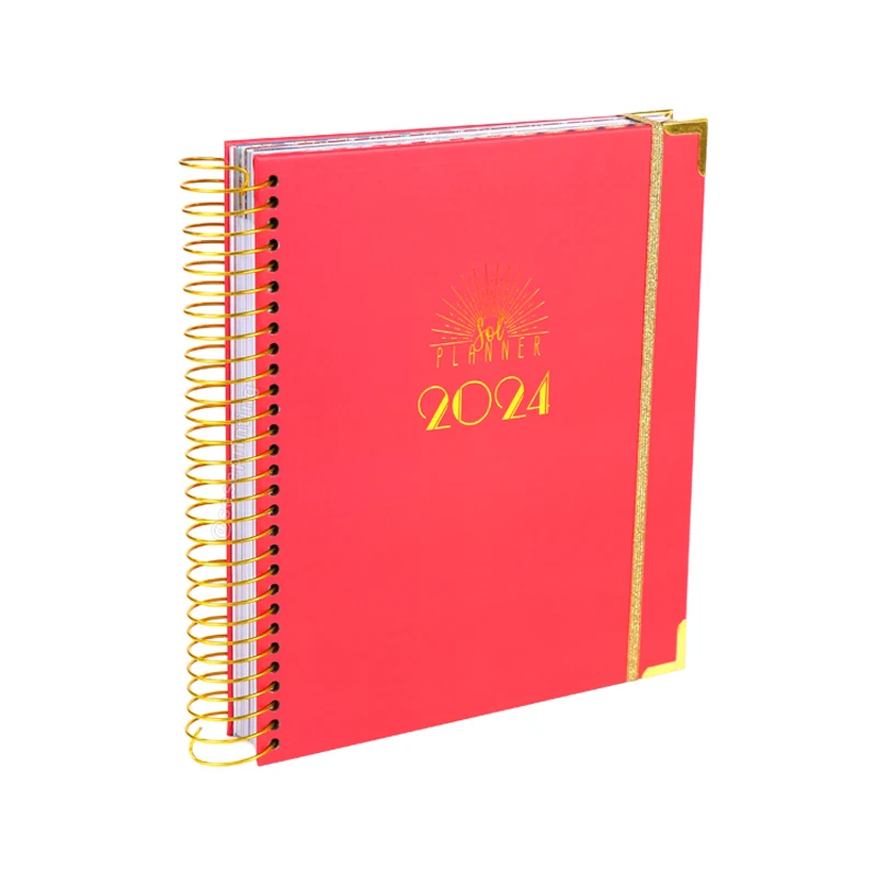 Custom Logo Journal Notebook Printing Spiral Diary Weekly Monthly Schedule Planner with Pocket
