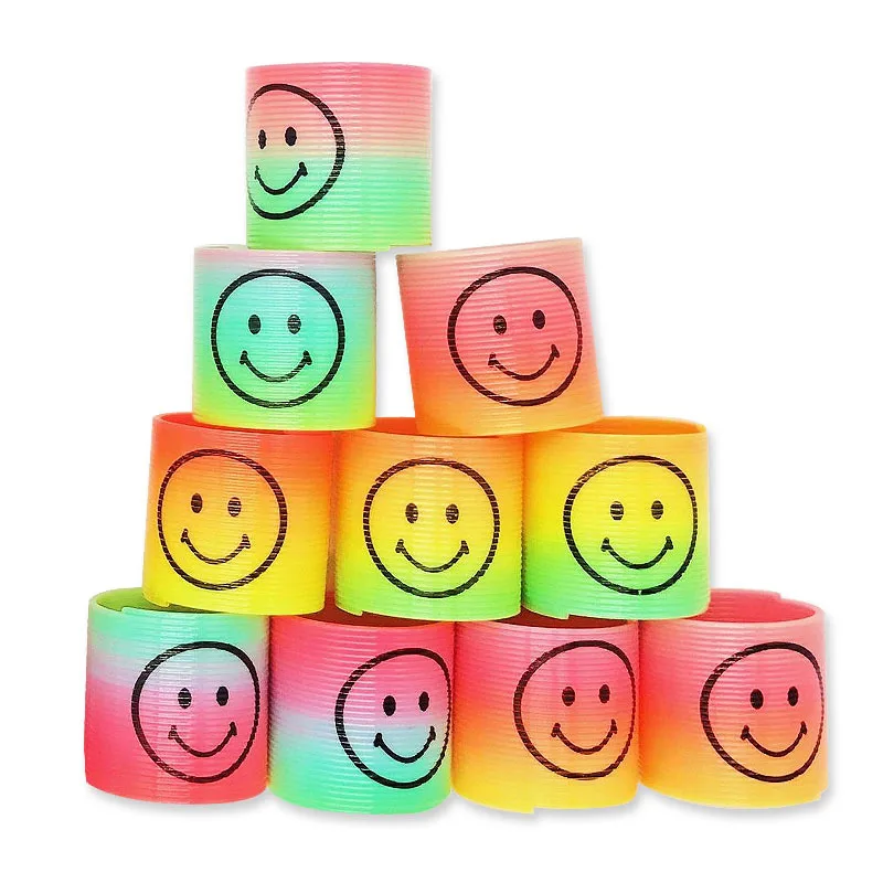 Small Plastic Rainbow Smiling Face Spring Coil Toys Magic Spring classic Educational Gift For Kids
