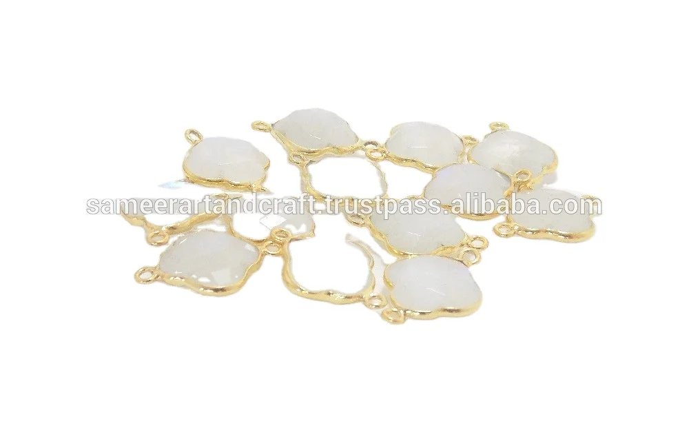 Rainbow Moonstone 925 Sterling Silver Handmade Bezel Connector