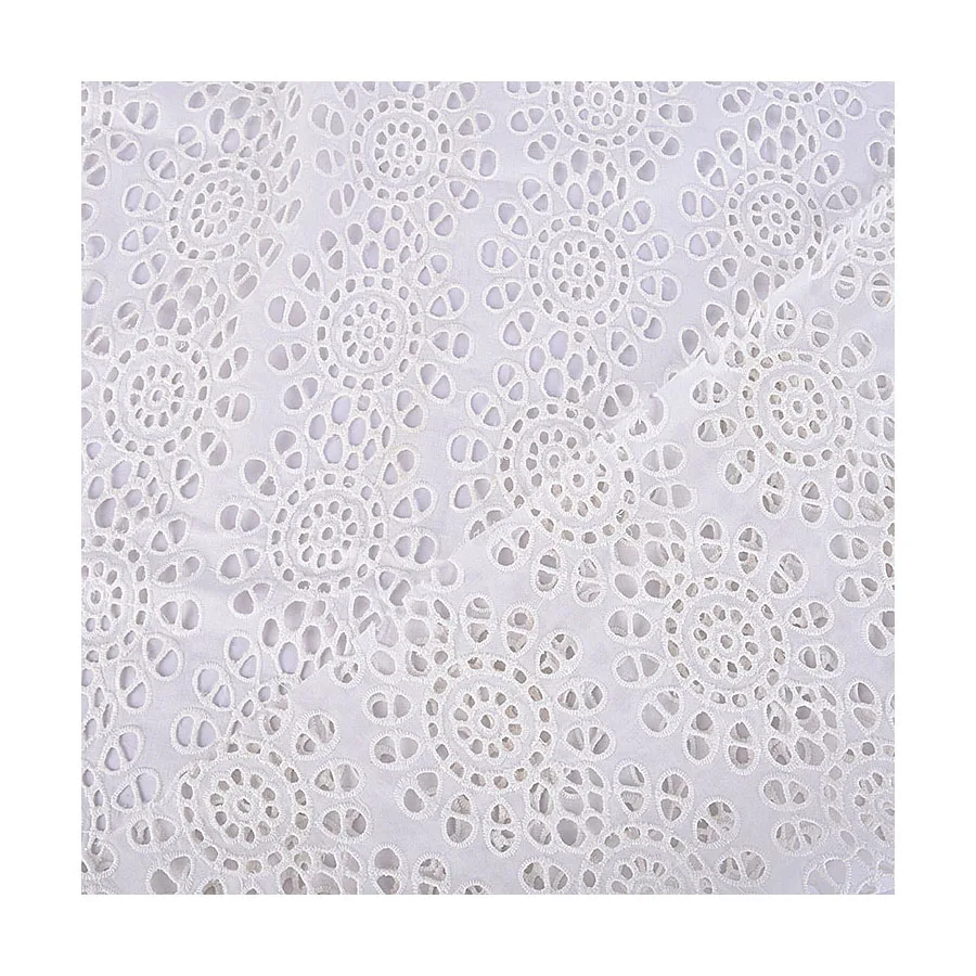 Symmetrical openwork embroidered eyelet Hollowed-out cotton flower eyelet embroidery fabric luxury  for sleeveless dress