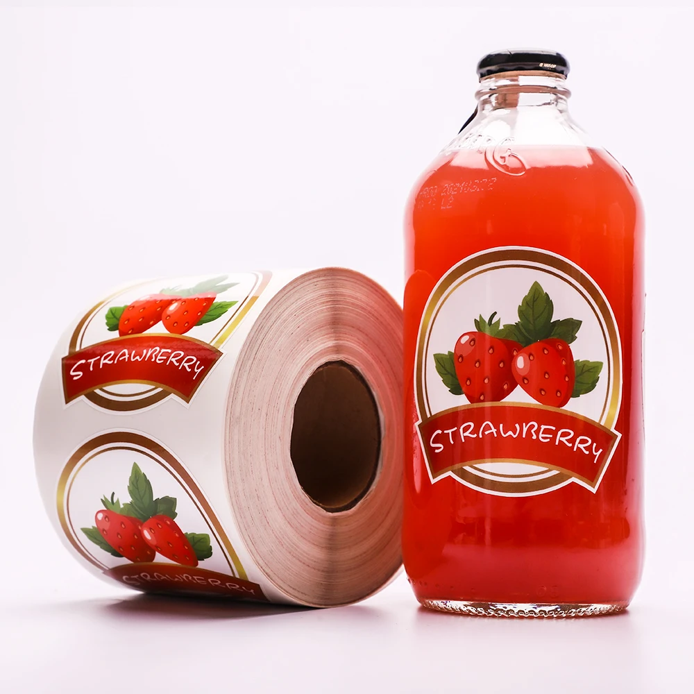 Custom Label Printing Waterproof Adhesive Juice Bottle Packaging Sticker Labels Drink Beverage Bottle Label