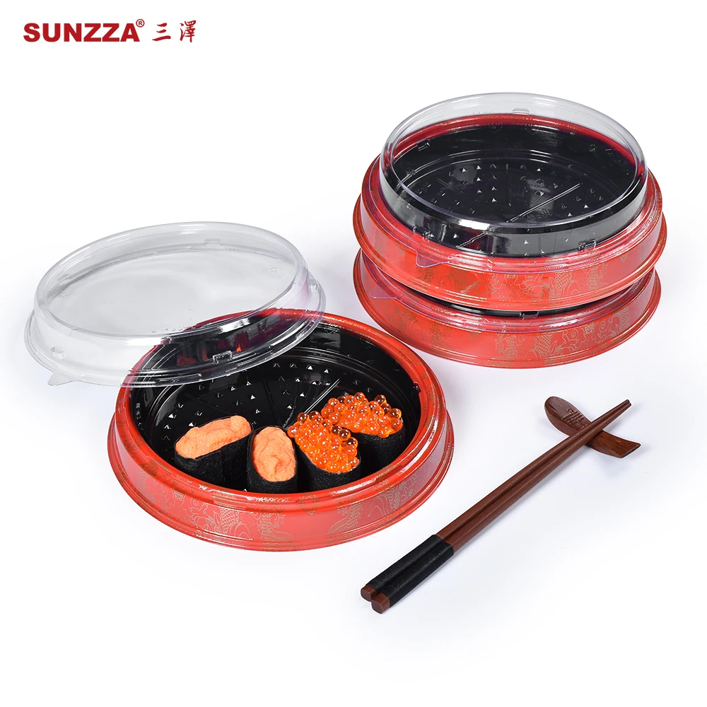 Sunzza luxury Golden jade Dragon design disposable plastic sushi /dessert/cake/snack/fruit /gift packaging box with anti fog