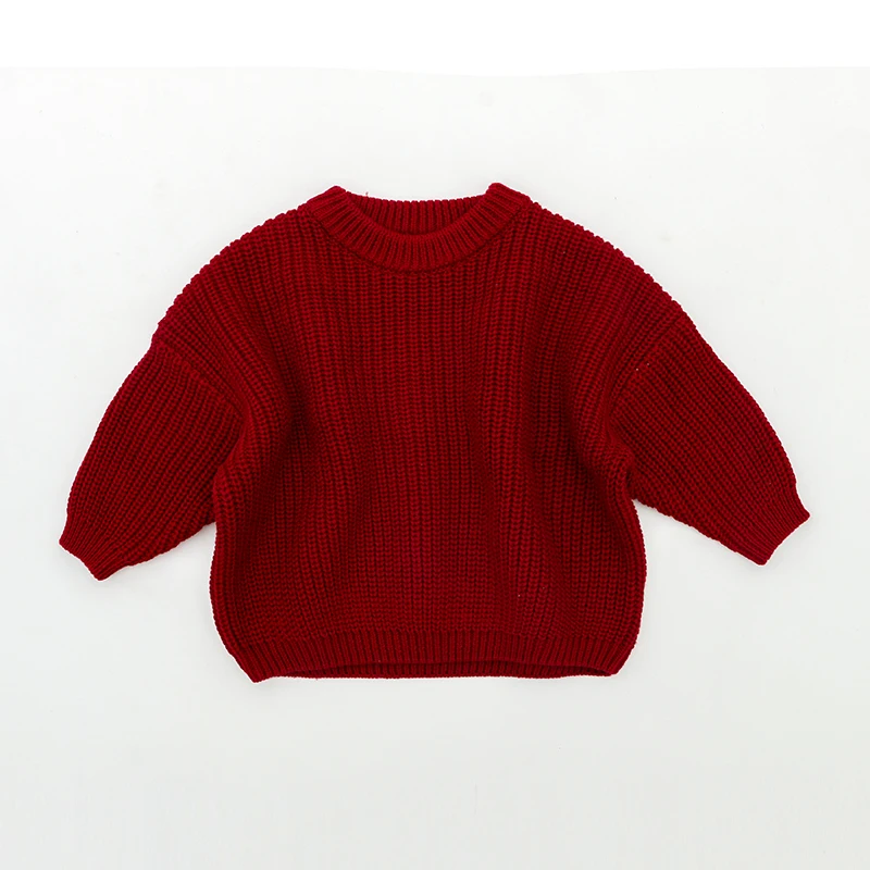 Custom Wholesale Winter Toddler Kids Clothes Baby Pullovers Solid Sweaters Knitwear Boys Girls Baby Knitted Sweaters