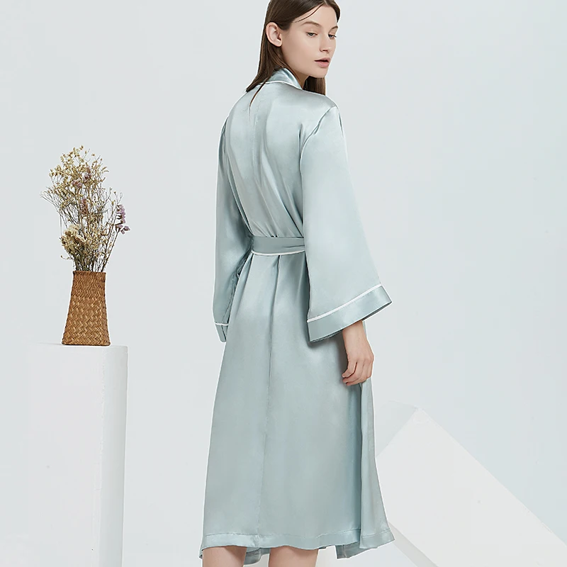 Hot Sale Customized Plus Size 100%  Satin  Women Sleepwear Sexy Pure Silk Robe