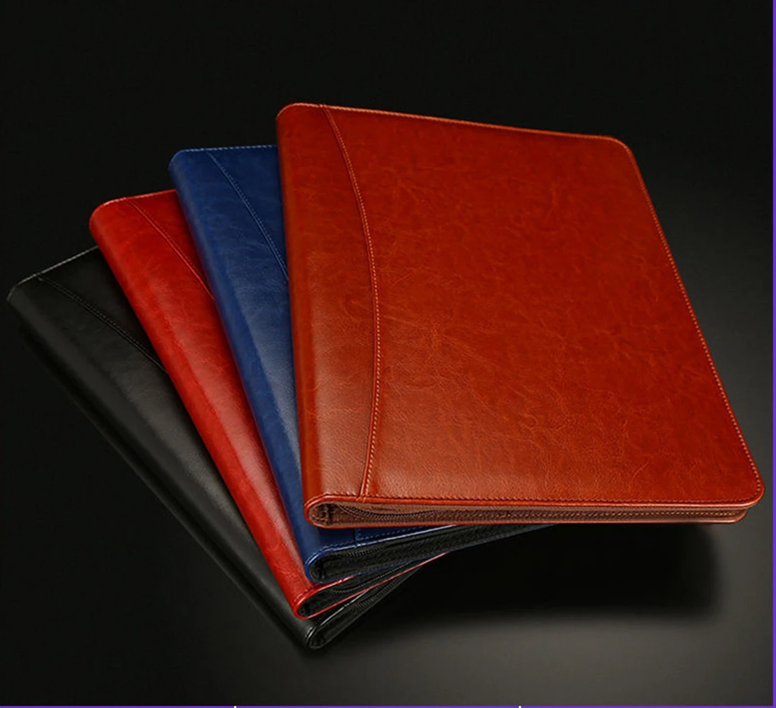 Multifunctional A4 Leather zipper bag Manager folder Sales Data Contract Business Office folder
