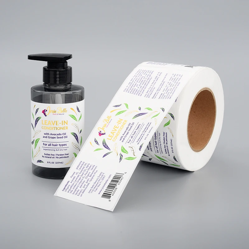 Custom logo printed cosmetic bottle label adhesive waterproof paper stickers for packaging