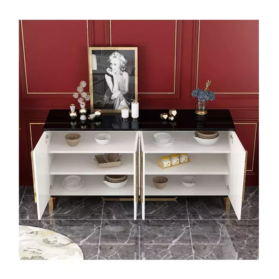 Современная роскошная мебель для дома, боковая доска, шкаф, белый буфет, дизайн, золото, дерево