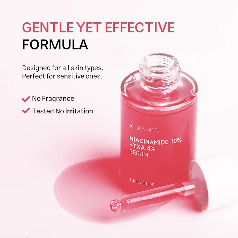 Custom Private Label 10% Niacinamide 4% Tranexamic Acid Serum Ceramide Hyaluronic Acid Vitamin B12 Korean Skincare Products