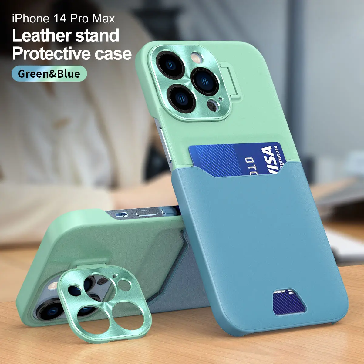 Hot Selling TPU PC Hybrid Portable Hidden Card Slot Mobile Phone Case for iPhone 15 Pro Case for iPhone 11 12 13 14