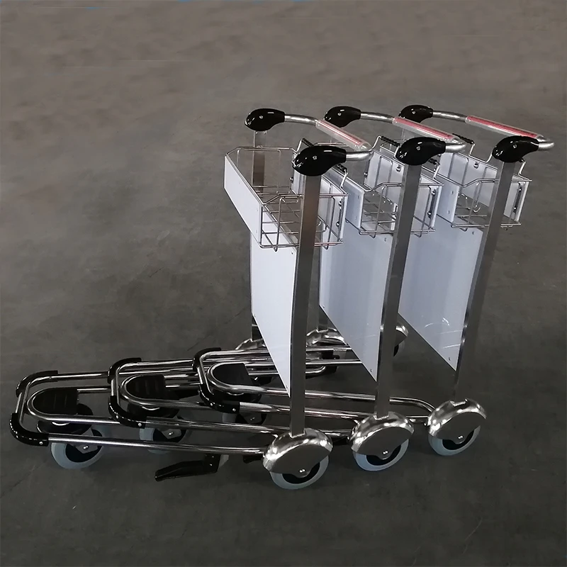 3 Wheel Airport Luggage Trolley Hand Cart Passenger Baggage Airport Trolley With Brake Rubber Wheel