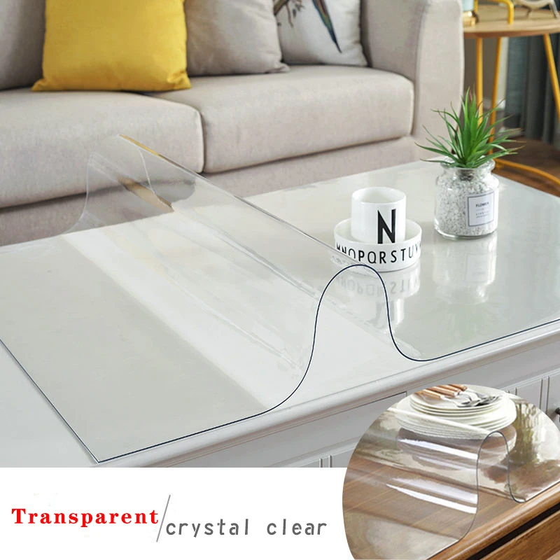 Crystal PVC Transparent Soft Glass Clear Film Sheet Printed Tablecloth For Dining Table