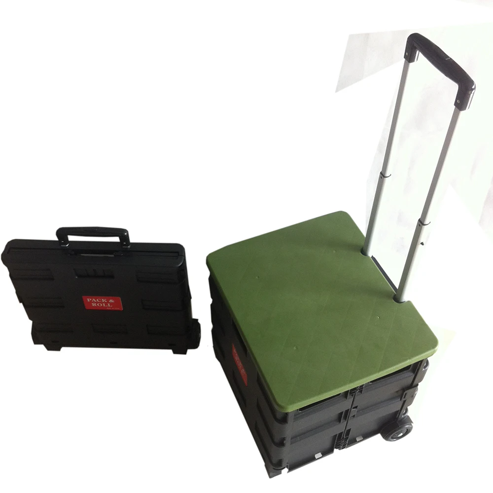2 Wheel Plastic Shopping Folding Convenient Cart