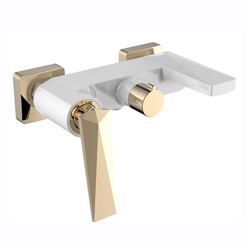 Professional factory white gold combination tap bathroom shower mixer