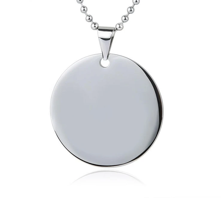 Stainless steel round pendant blank round brand titanium steel brand dog brand metal pendant vacuum plating gold medal