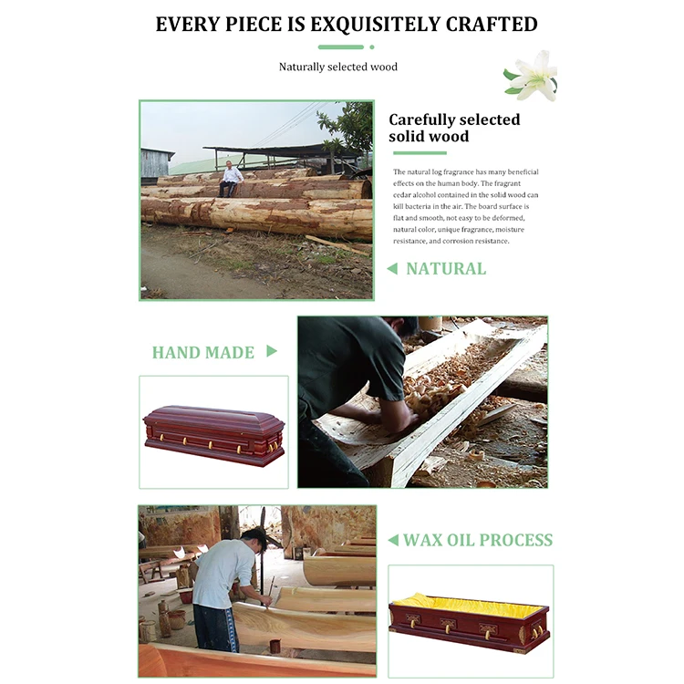 Funeral Supplier American Full-Open Style Solid Wood Ash Caskets Wholesale With Locks