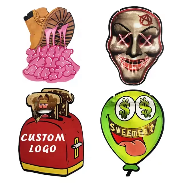 Custom logo print smell proof Mylar Bag Special Shape resealable Ziplock Stand Up Pouch Plastic foil laminated edibles packaging