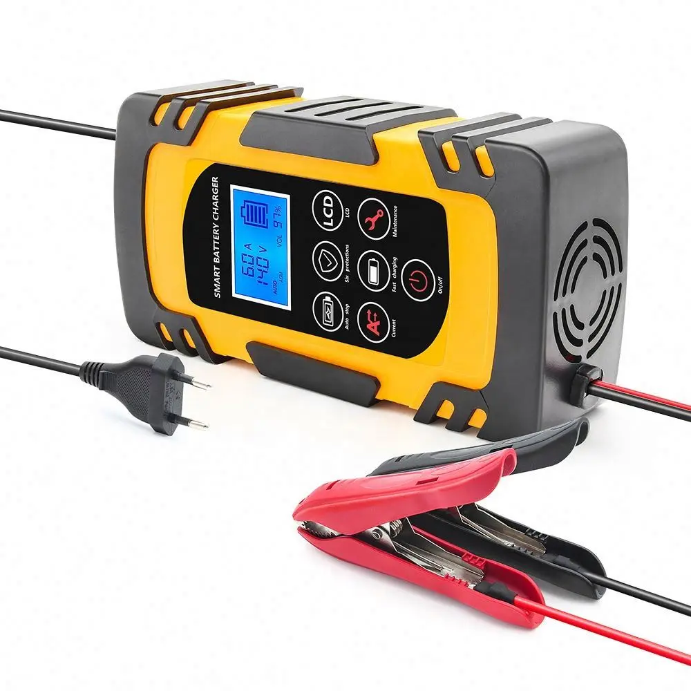 12V 24V Large Power 12A Universal Car Battery Charger Battery Charger Maintainer for Truck Car AGM Deep Cycle VRLA Pulse Repair