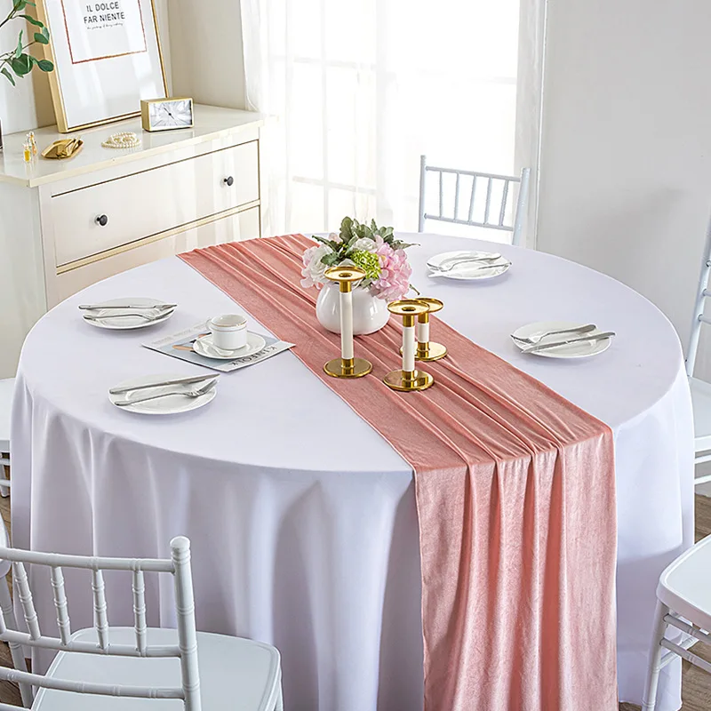 Wedding Reception Decorations 70*300cm  Soft Velvet Fabric Table Linen Overlay Wedding Table