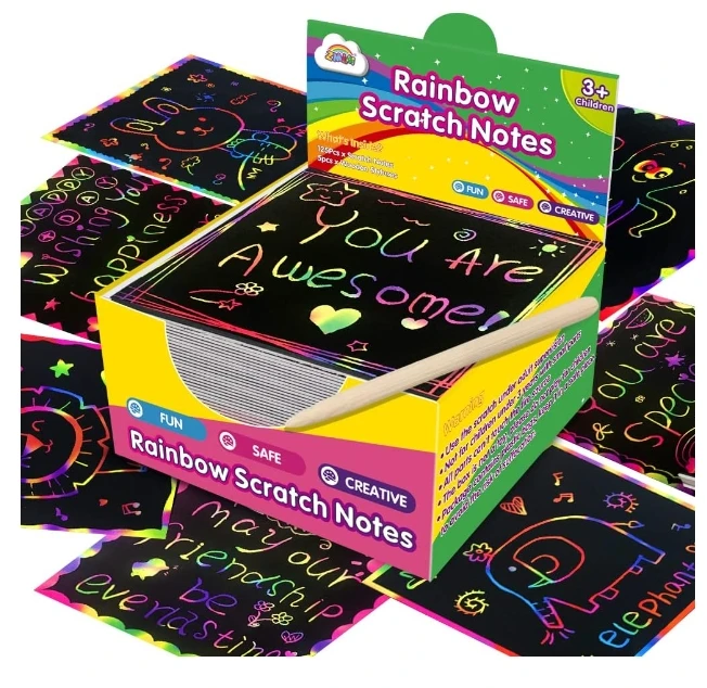 Magic Kids Rainbow Color Scratch Art book Creative Painting Paper Card Educational Book