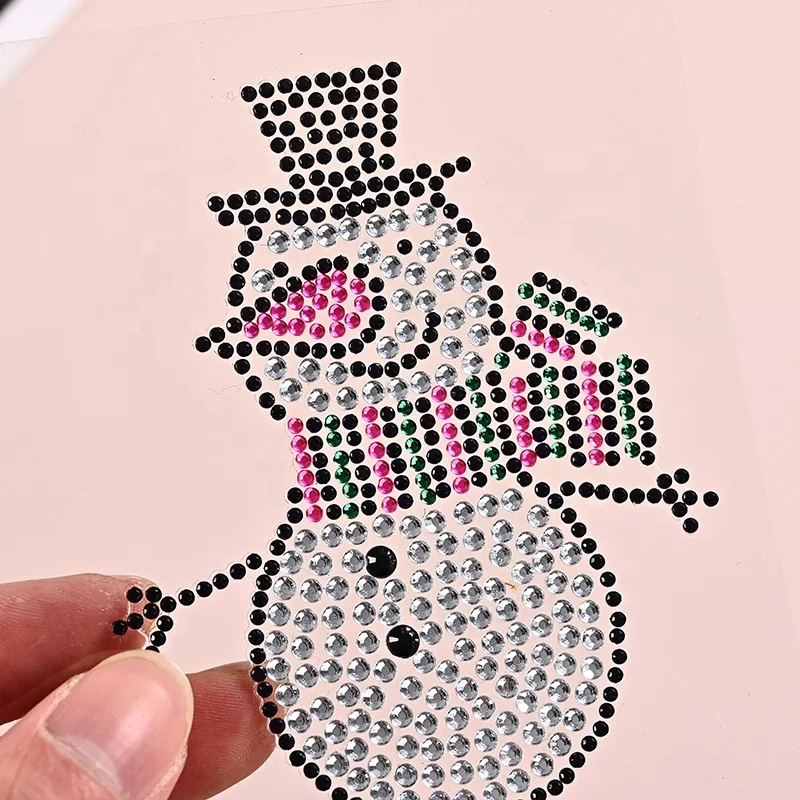 Hot sale high quality snowman diamond sticker custom crystal sticker