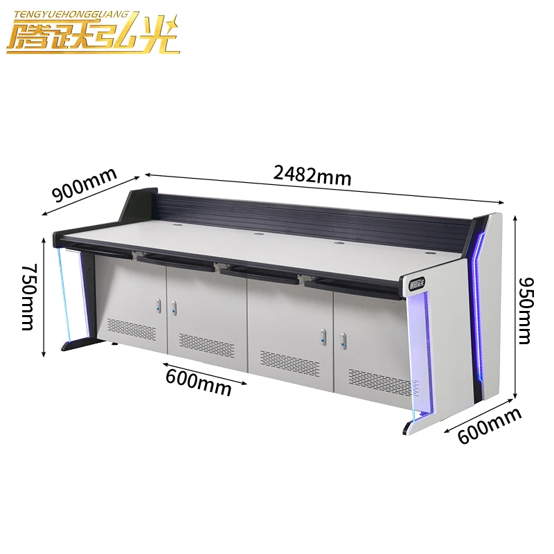 Four workstations DH Style Command Center Consoles Monitoring Table Conference Room Furniture Office Furniture
