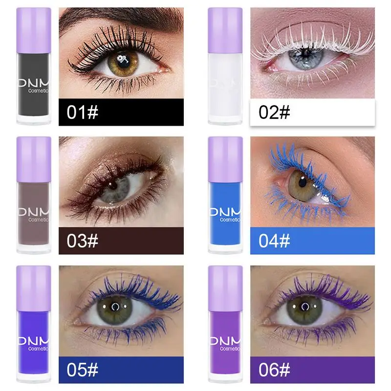 DNM Eyelashes Curling Extension Purple Blue White Mascara Non-smudge Fast Dry Long-lasting Holiday Party Makeup Mascara
