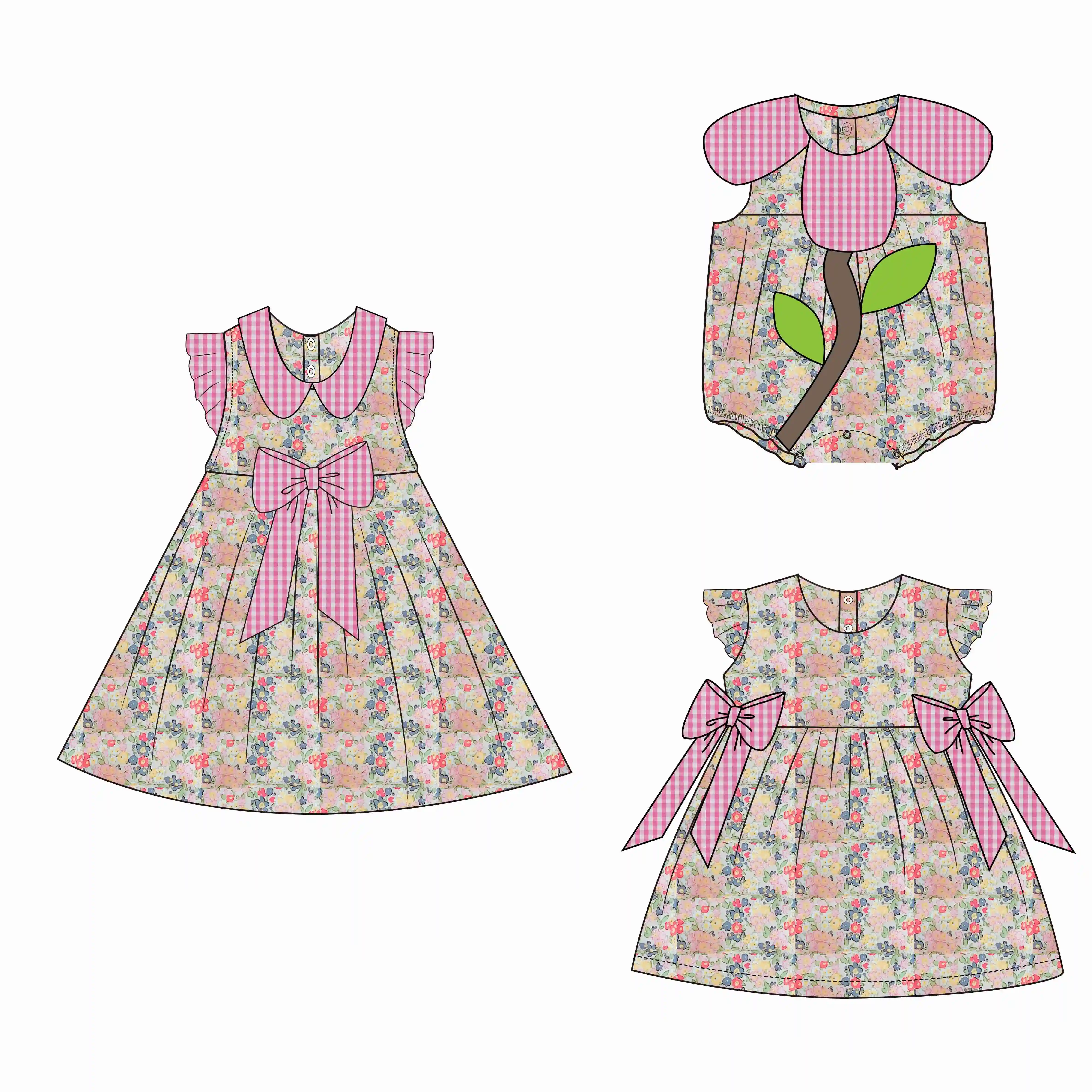 Yihui Vestidos Para Ninas ODM & OEM с коротким рукавом и длиной до колена бамбуковые платья для маленьких девочек на заказ