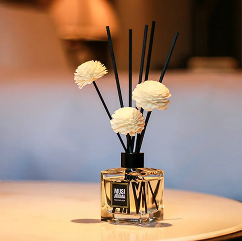 Avertan frost empty round square 120ml glass aroma reed diffuser bottle with wick aromatherapy