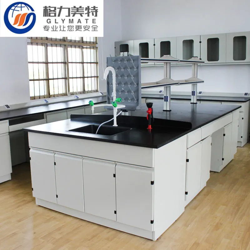 High Quality  CustomizedChemistry Laboratory Steel And Wooden Central Island Work Table