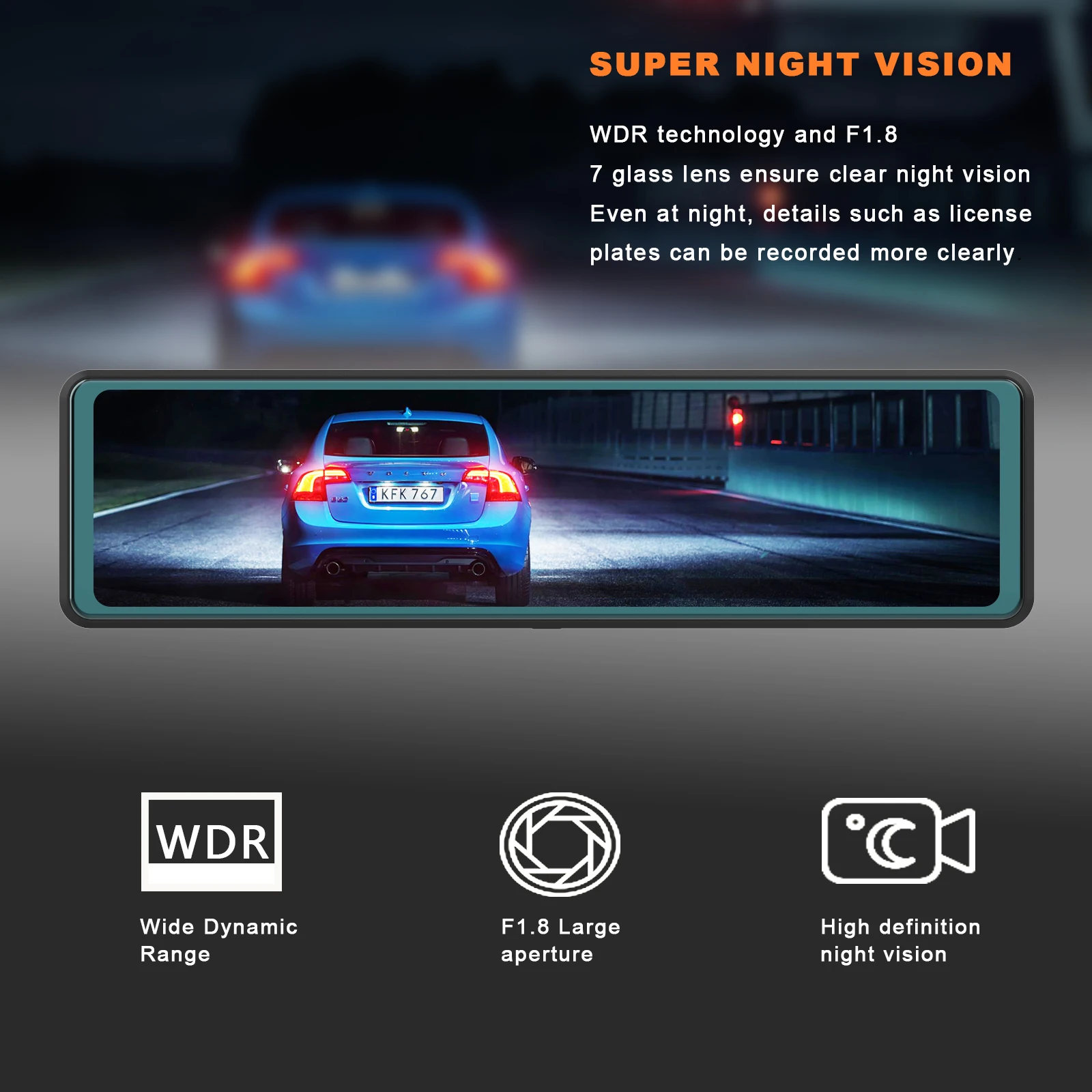 12 inch  Touch screen rearview mirror dash camera 3 channel 2k wifi dash cam Front rear and inside 3 lens 2k wifi gps dashcam