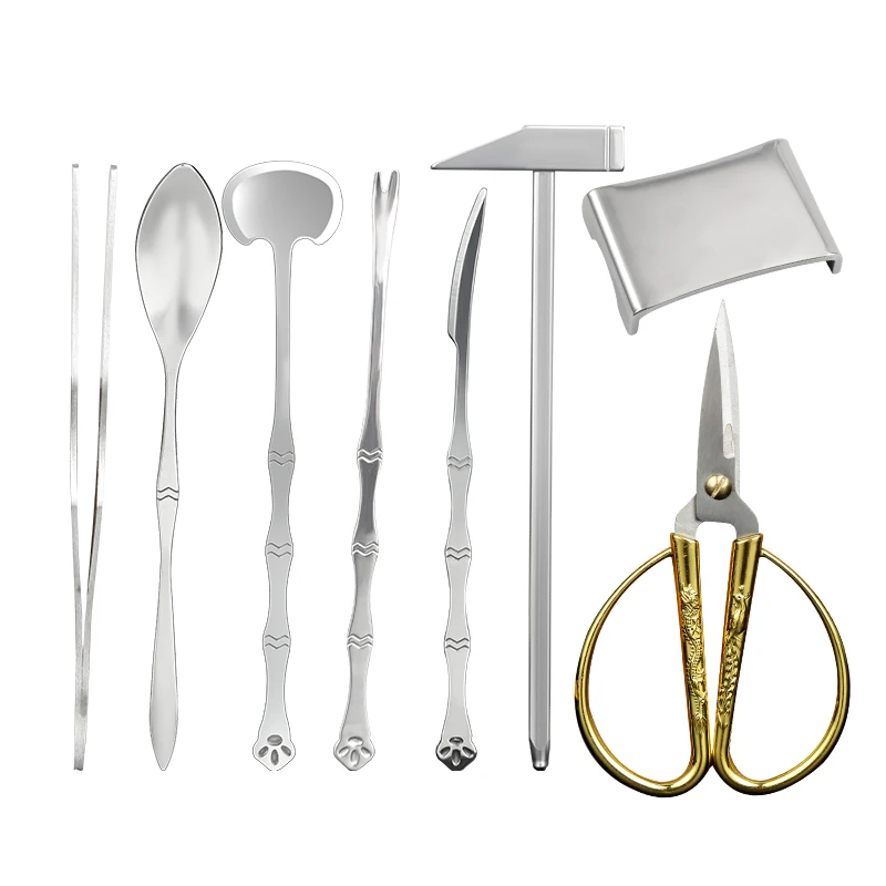 Factory wholesales 8pcs Stainless Steel Seafood Tool Crab Scissors Spoon Knife Tong Hammer Kitchen Gadget Customized Package RTS