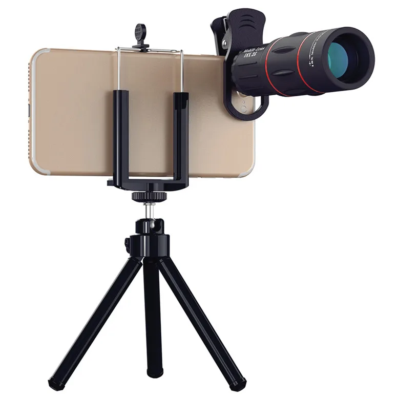18X Telescope Zoom Mobile Phone Lens for iPhone Samsung Smartphones universal clip Telefon Camera Lens with tripod