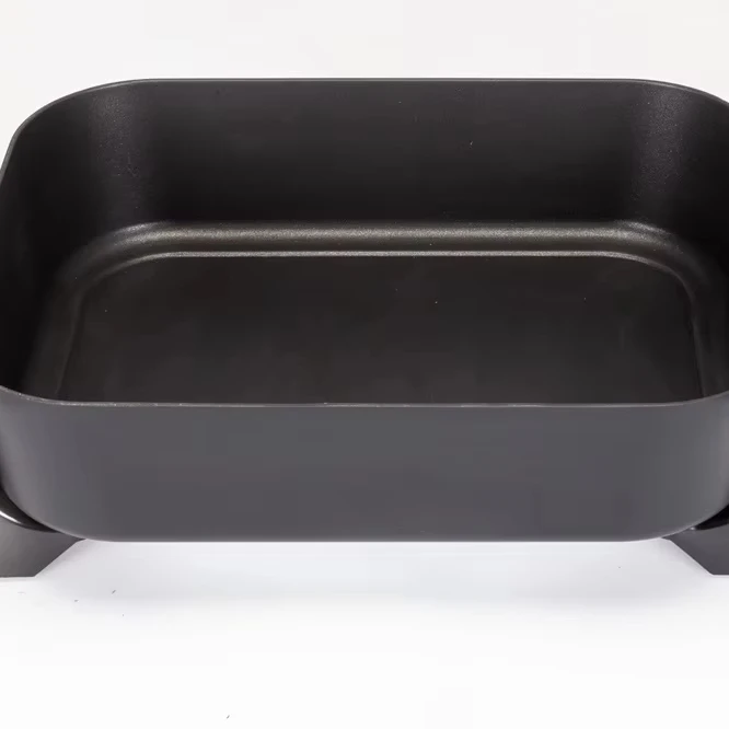 FH-1102 Electric Skillet Portable Non-Stick Smokeless Aluminum Die Casting Tempered Glass Stainless Steel Heating US Square OEM
