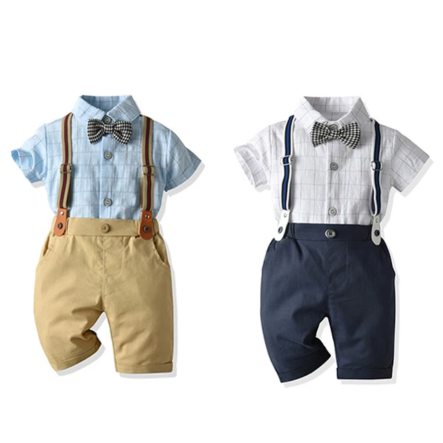 wholesale  Gentleman Bow Tie Suit Baby Infant Clothing Single Breasted Formal Wedding Wear Children Cloth Baby Boy Suit Set