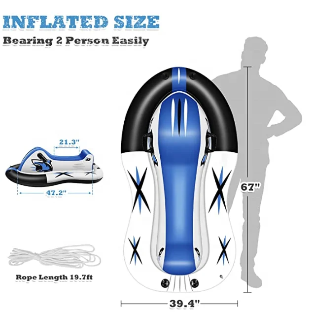 Inflatable snow tube ,Heavy Duty Sleds for Snow Made by Rubber Material, Snowmobile Sled Equipped with Sturdy Handles