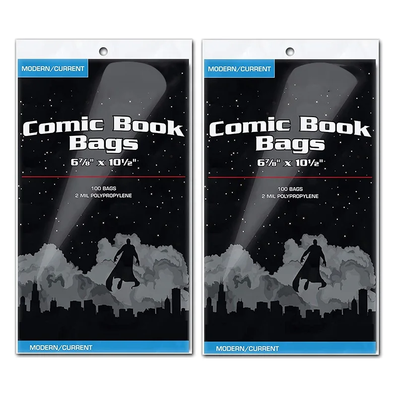 Opp Current 2Mil Resealable Golden Bag Eco-Friendly Regular Drawing Mylar Plastic Book Bags For Comics