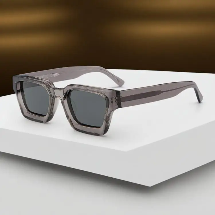 2024 Handmade Custom logo high-end unisex propionic acid sunglasses uv400 vintage large thick frame metal core square sunglasses