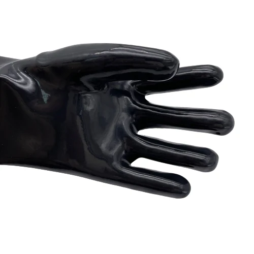 Coating Reusable Heavy Duty Work Gloves Oil Resistant Non Slip Safety Work Gloves Chemical Resistant PVC BLACK Polyester 44.5cm