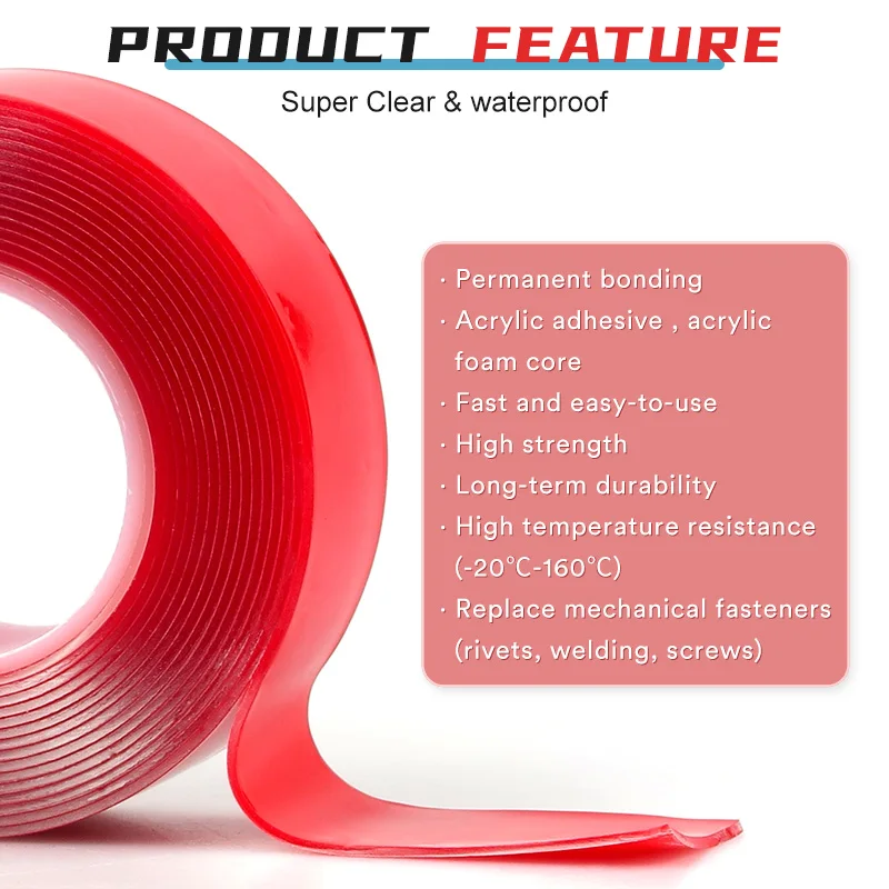 Die Cut 5952 Double Sided Expanding Foam Adhesive Tape for Bare Metal 1.1mm Thick Black Acrylic