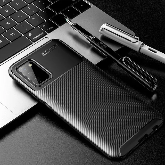 Luxury Business Style Shockproof Protective Carbon Fiber Casing Soft Matte Silicone Back Cover For Samsung A03s Tpu Phone Case
