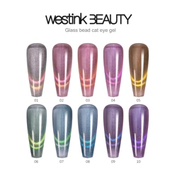 New Arrival Glass Bead Cat Eye Gel Polish 10colors Collection Magnetic Cat Eye Gel