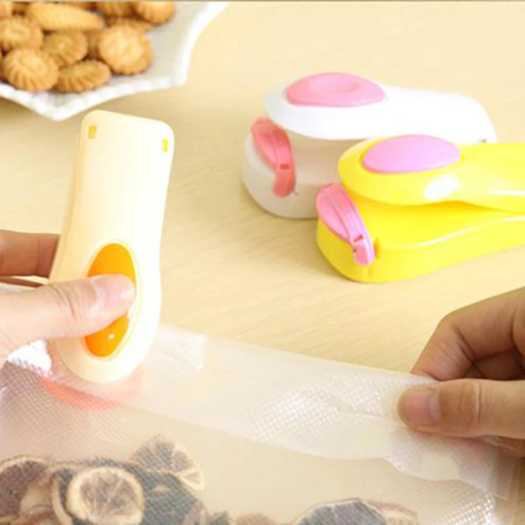 V96 Mini Home Sealing Machine Small Food Bag Plastic Hand Pressing Pressure Sealer Portable Clips Handheld