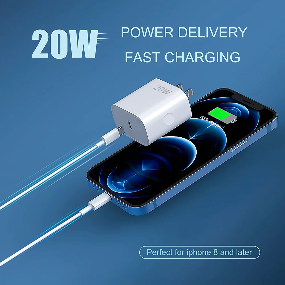 Большая сила портативный мини Usb адаптер питания типа C Pd 20 Вт сетевое быстрое зарядное устройство для iphone 13 Pro Max PD быстрой зарядки