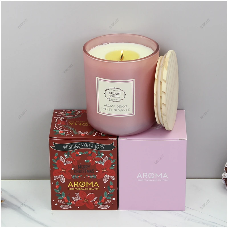 Luxury Multicolor Home Decor Candle Jar Round Bottom 14oz Custom Logo Printing Glass Candle Jars With Lids For Candle Making