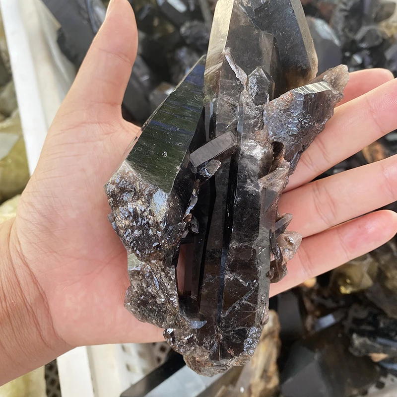 wholesale Rare Titanium Quartz black crystal clusters crystal point aura crystal for healing and decoration