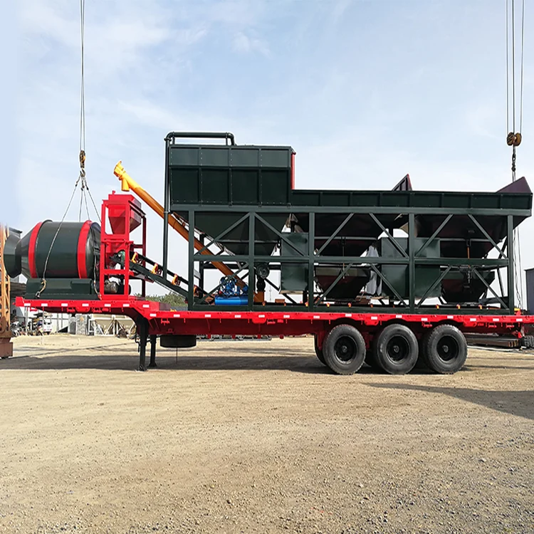Small Capacity Mini Mobile Concrete Batching Mix Plant 25m3 30m3 50m3 60m3 with drum mixer