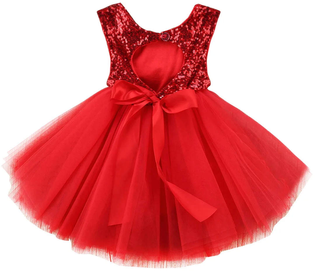New fashion round neck sleeveless dress girls sequined mesh tutu princess girls dress for kids