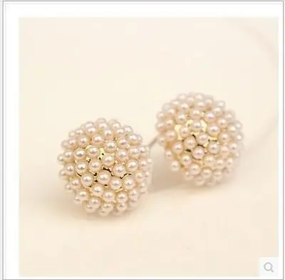 Faux Baroque Pearl Beaded Flower Stud Earrings Korean Cute Cultured Freshwater Pearl Post Stud Earrings