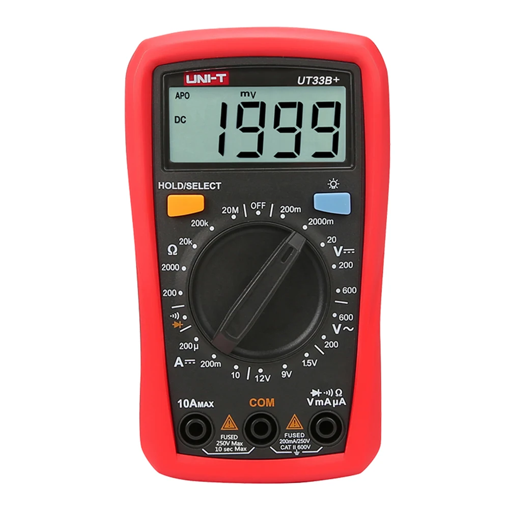 Цифровой мультиметр UNI-T UT33B + ЖК-дисплей, переменный ток, постоянное напряжение, 600 В, портативный тестер сопротивления