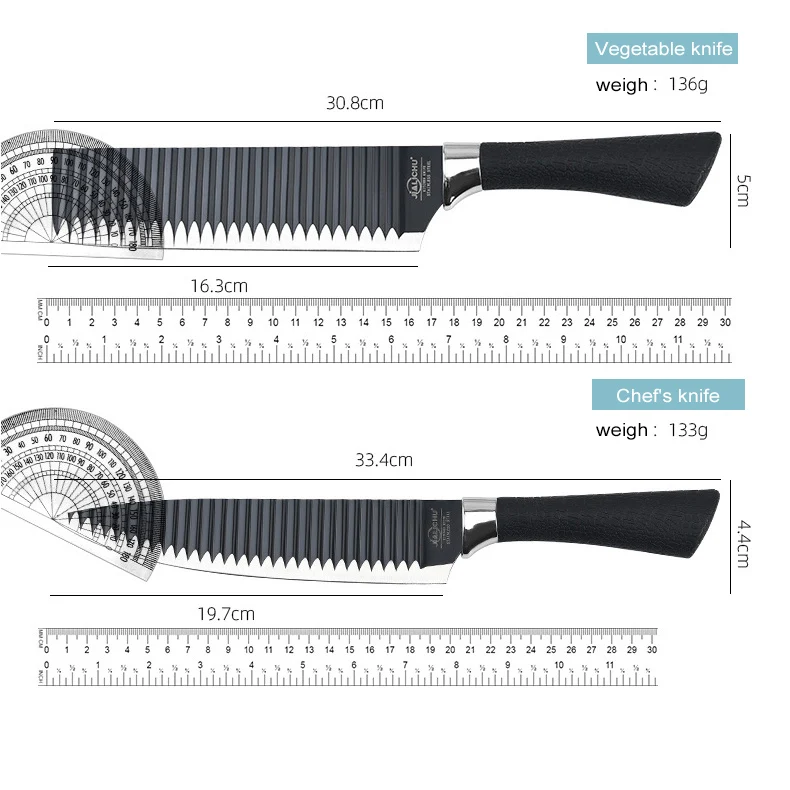 Feixiong Wholesale 6PCS Non Stick Stainless Steel Kitchen Knife Set With Scissor Coating Chef Knife Kitchen Knives